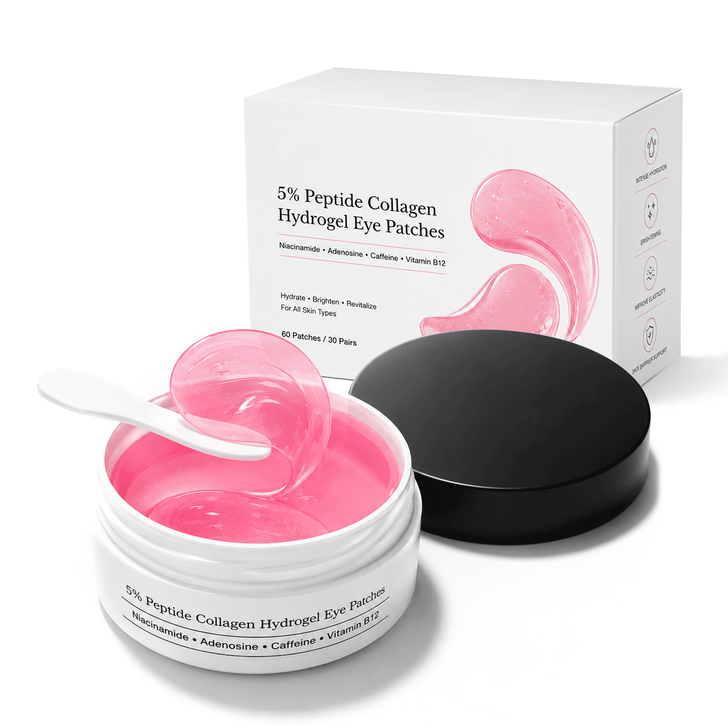 Korean The Peptide Collagen Hydrogel Eye Patch Reduce Puffiness Hydrate Under-Eye Bags in 10 Minutes (60 Patches)